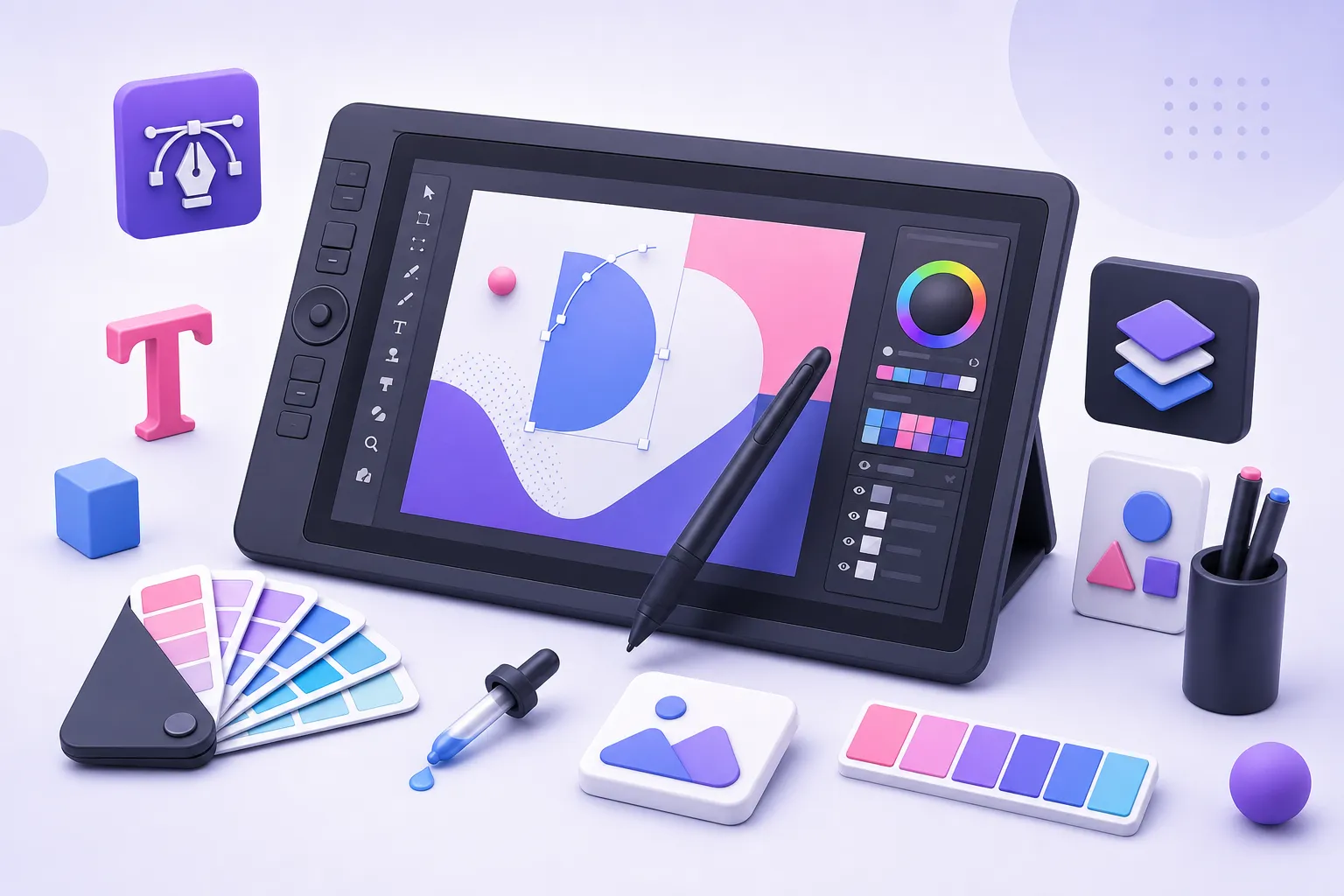 3D graphic designing workspace