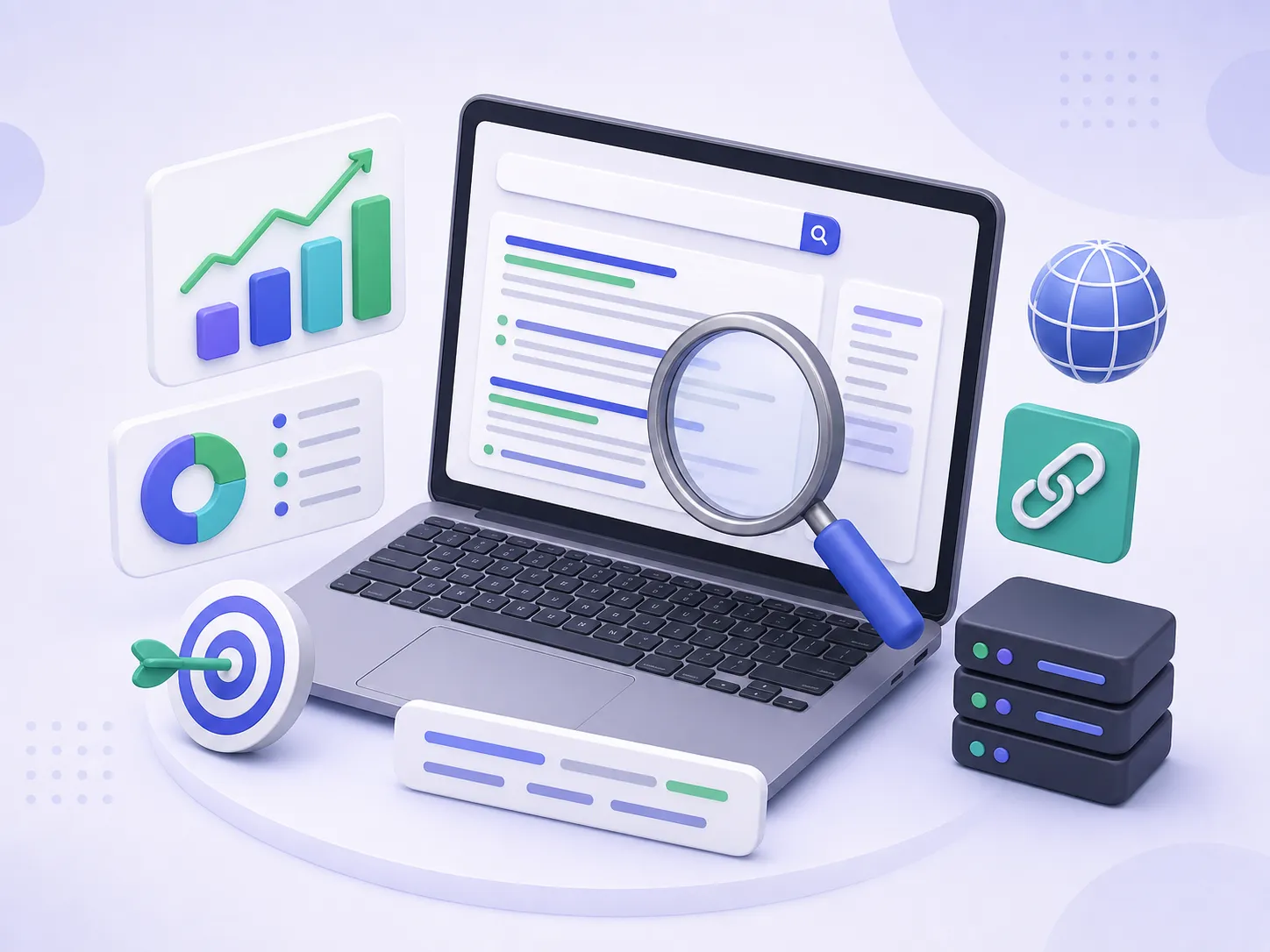 3D SEO optimization workspace